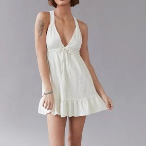 NEW Urban Outfitters UO Hansel Gauzy Window Pane Mini Dress Large L
